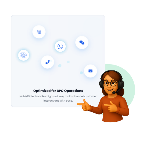Customer support representative showcasing NobleDialer optimized for BPO operations.